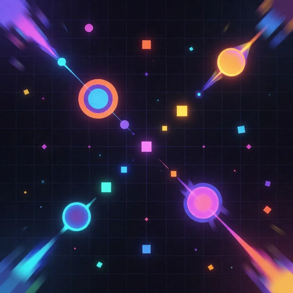 Captura de un juego IO multijugador con entidades geométricas compitiendo en una arena de navegador