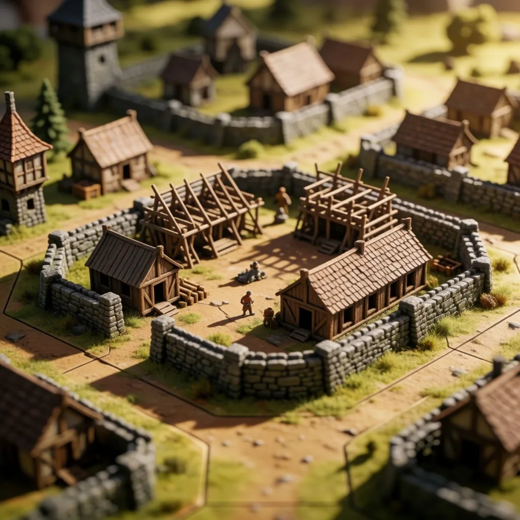 Captura de un juego de estrategia de navegador con vista de mapa y aldea medieval