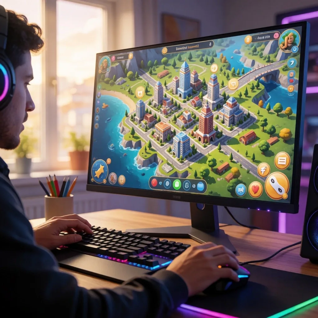 Partida de juego de navegador en una computadora de escritorio