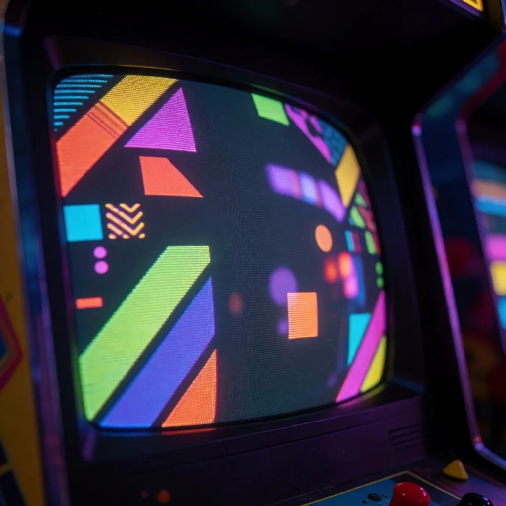 Pantalla de juego de navegador con arte geométrico retro